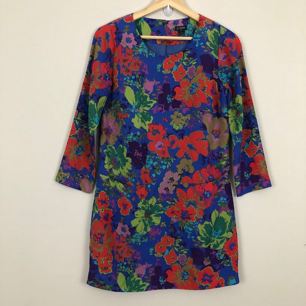 J. Crew Floral Printed Draped Pocket Shift Dress